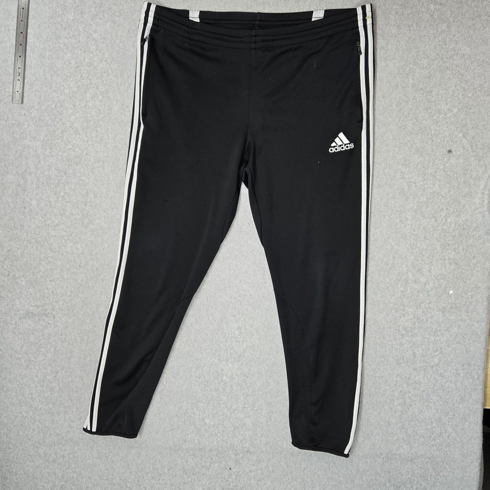Adidas Men Activewear Pants L Black Sweatpants Climacool Zipper Slim 28"